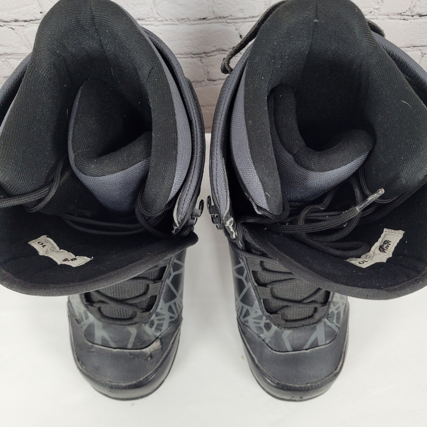 Mission Six M6 Black & Grey Graphic Print Snowboard Shoes Boots Size M 10