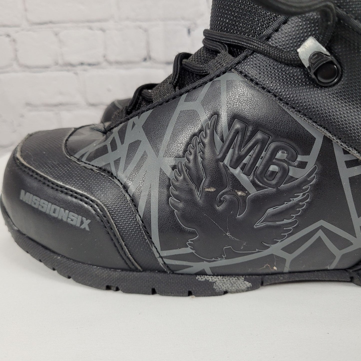 Mission Six M6 Black & Grey Graphic Print Snowboard Shoes Boots Size M 10