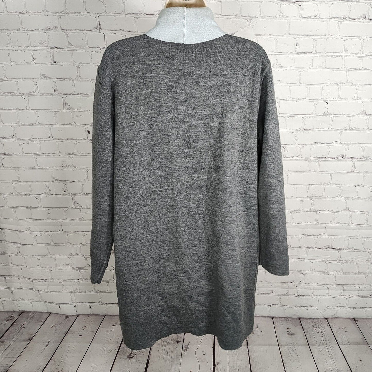 Gispa Made In Italy Baby Blue Heather Gray Shawl Style Open Sweater Women's Med