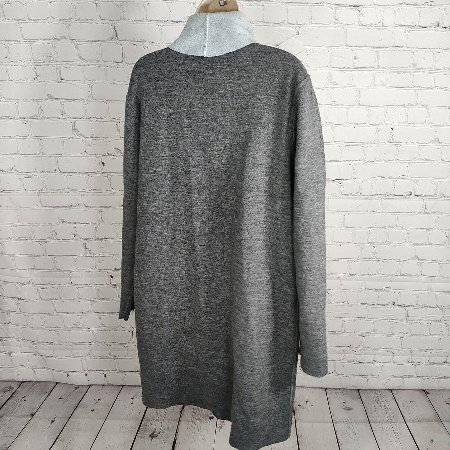 Gispa Made In Italy Baby Blue Heather Gray Shawl Style Open Sweater Women's Med