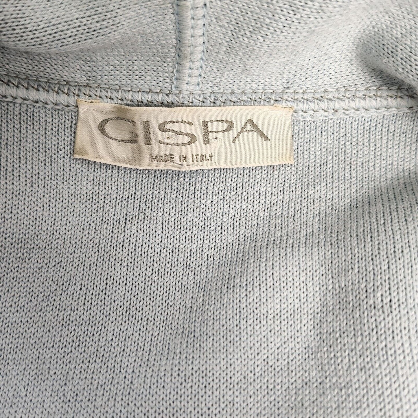 Gispa Made In Italy Baby Blue Heather Gray Shawl Style Open Sweater Women's Med
