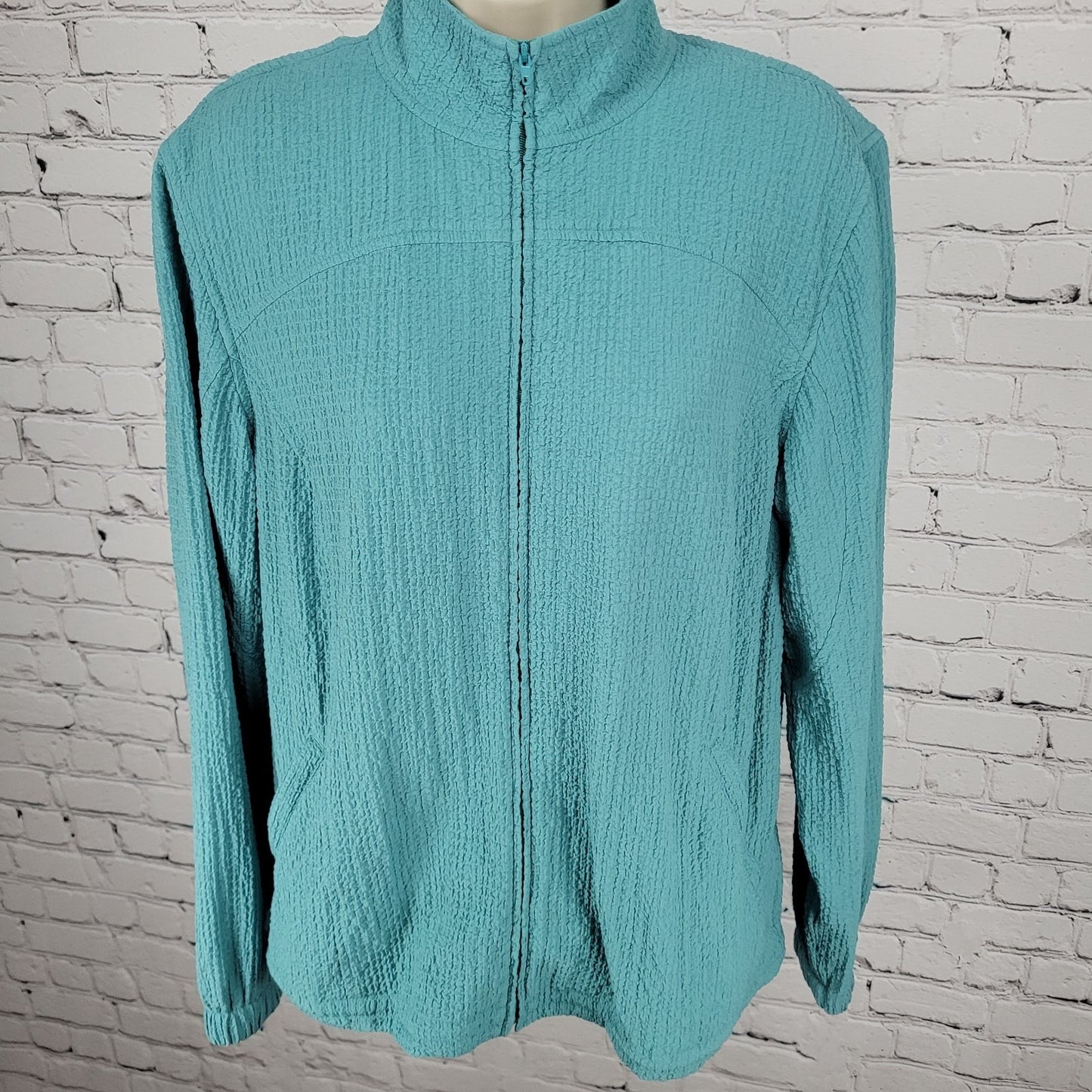 Orvis Teal Blue Full Zip Lightweight Stretch Zip Pockets Jacket Size Small S