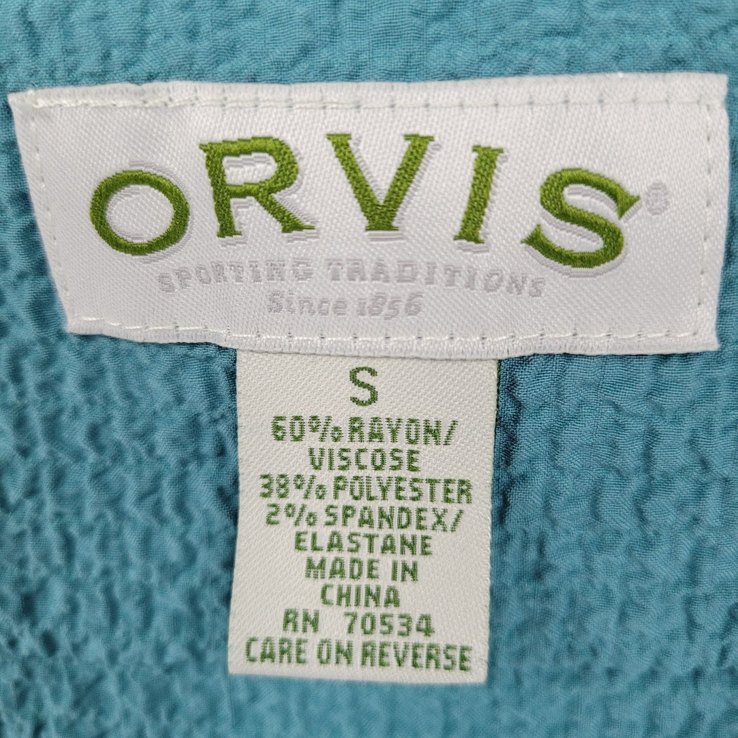 Orvis Teal Blue Full Zip Lightweight Stretch Zip Pockets Jacket Size Small S