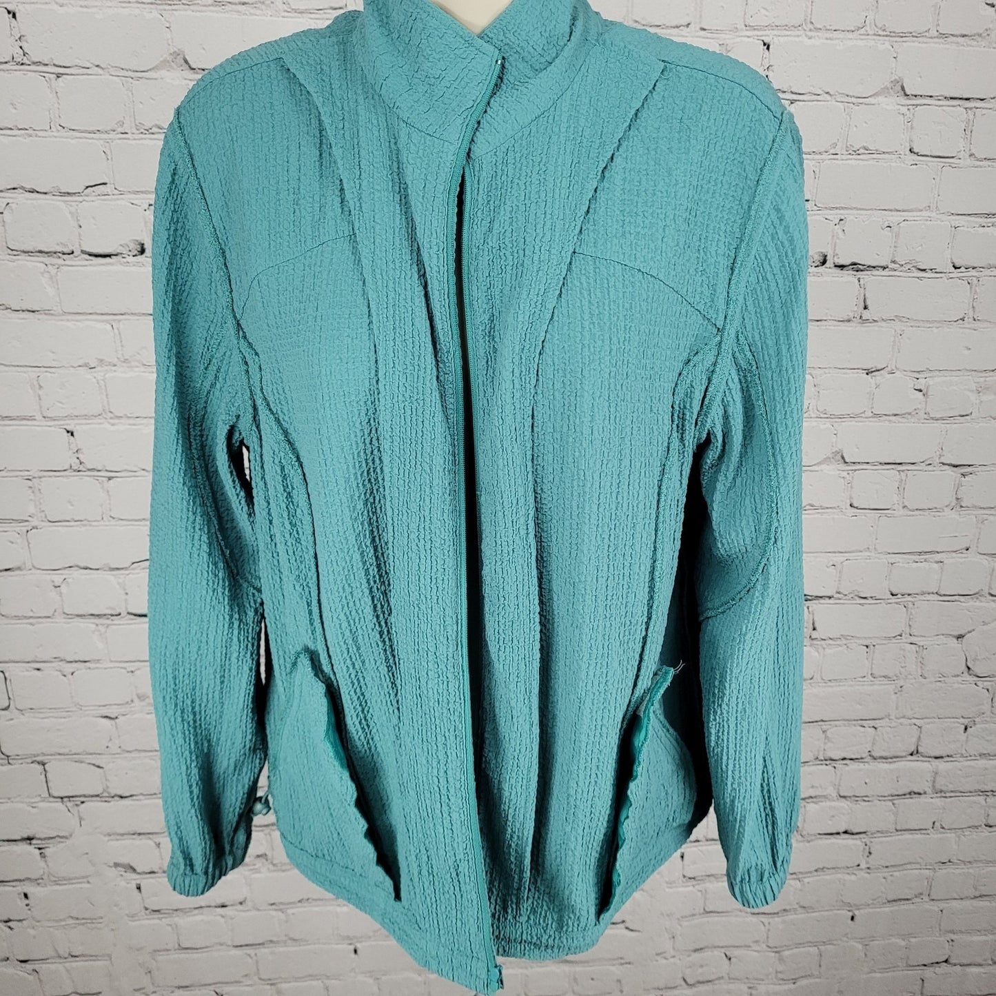 Orvis Teal Blue Full Zip Lightweight Stretch Zip Pockets Jacket Size Small S