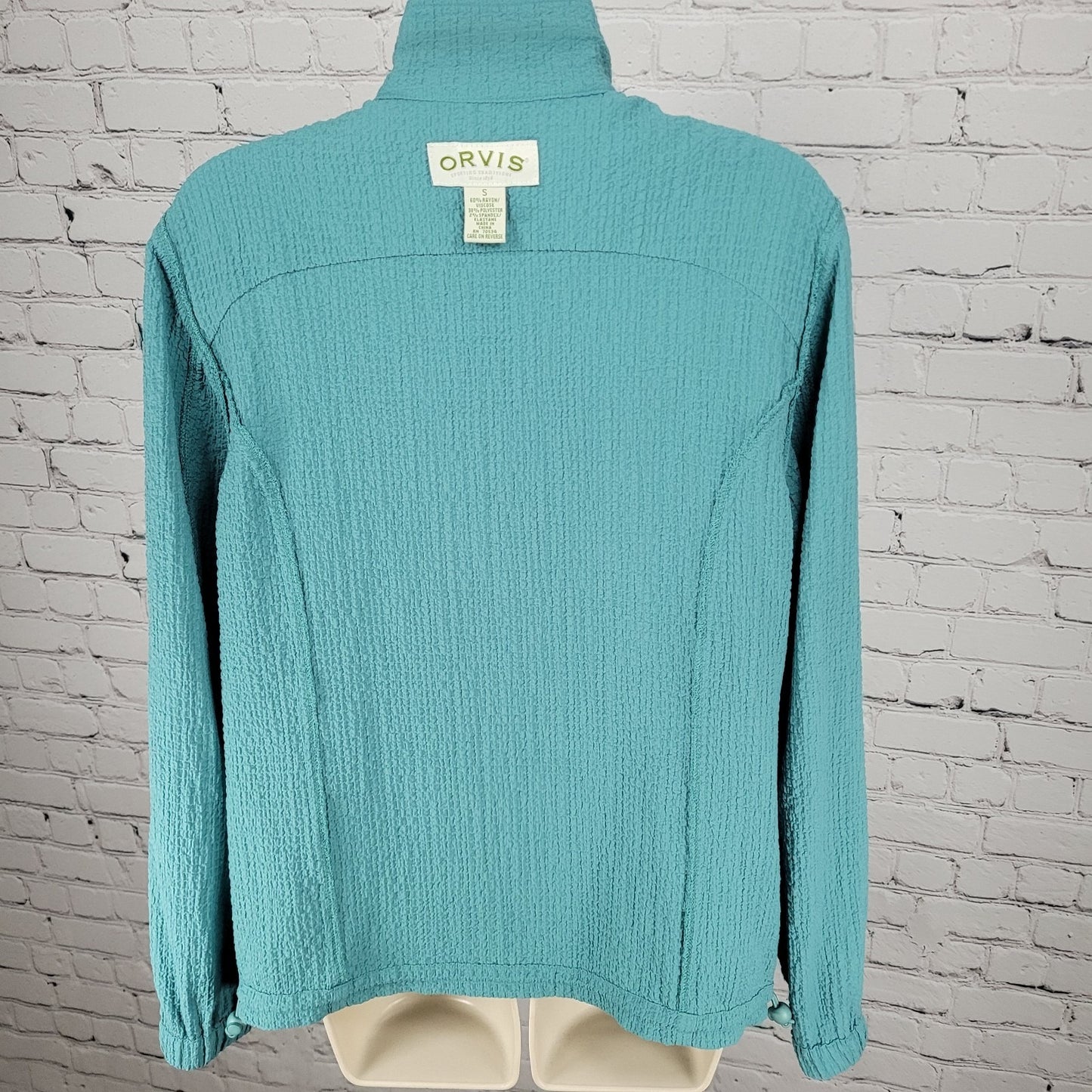 Orvis Teal Blue Full Zip Lightweight Stretch Zip Pockets Jacket Size Small S