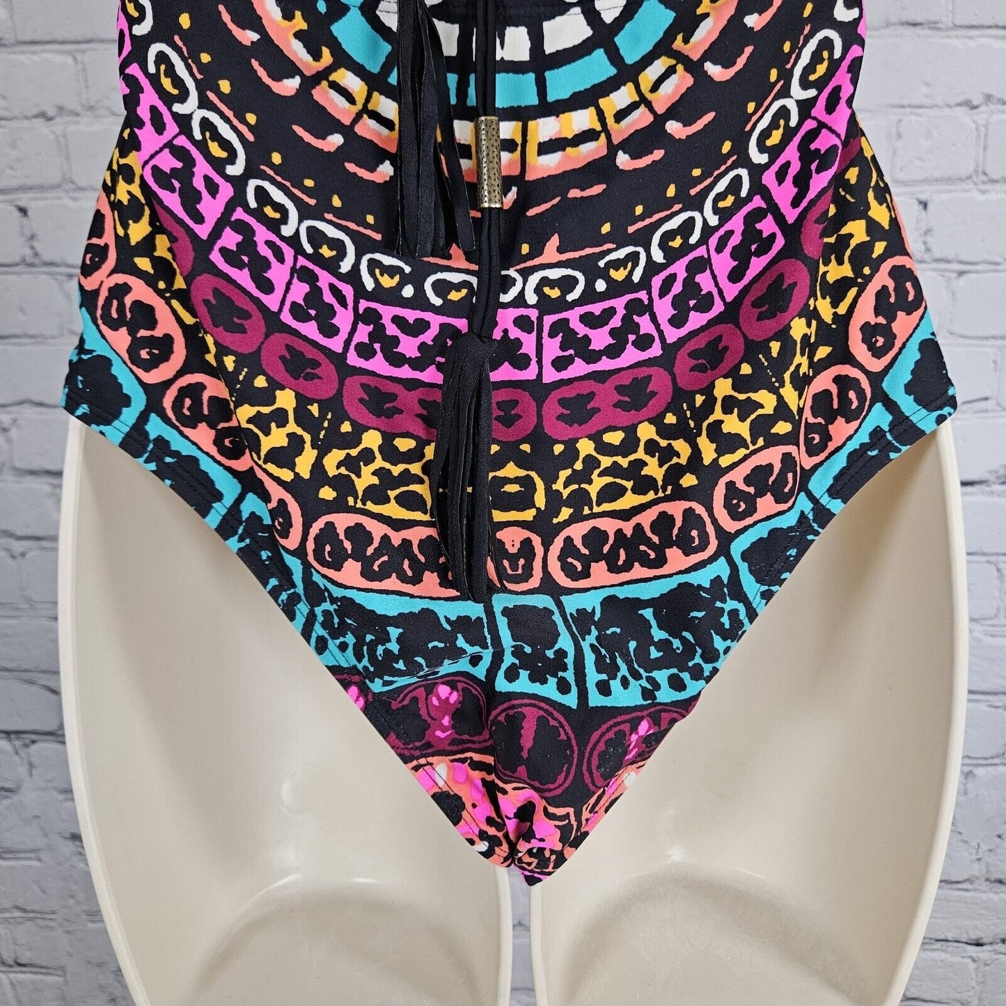 Cleobella Turquoise 1 Piece Multicolor Print Thong Unpadded Swimsuit Medium M