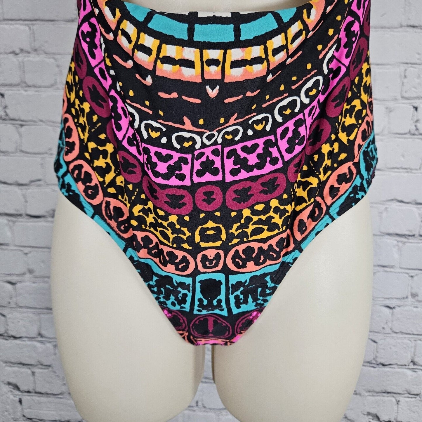 Cleobella Turquoise 1 Piece Multicolor Print Thong Unpadded Swimsuit Medium M