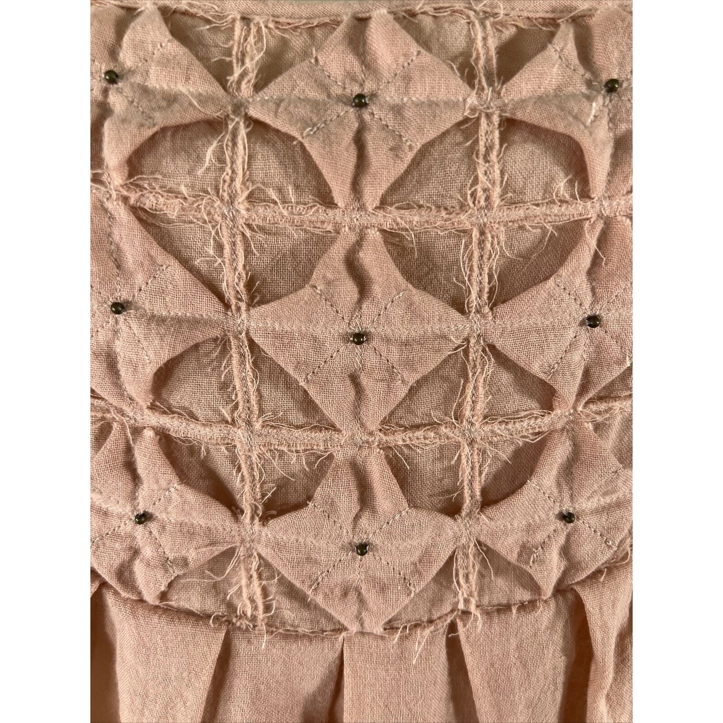 NWT Raia De Goeye Dusty Rose Brazil Made Beaded Flowy Babydoll Dress Size 38