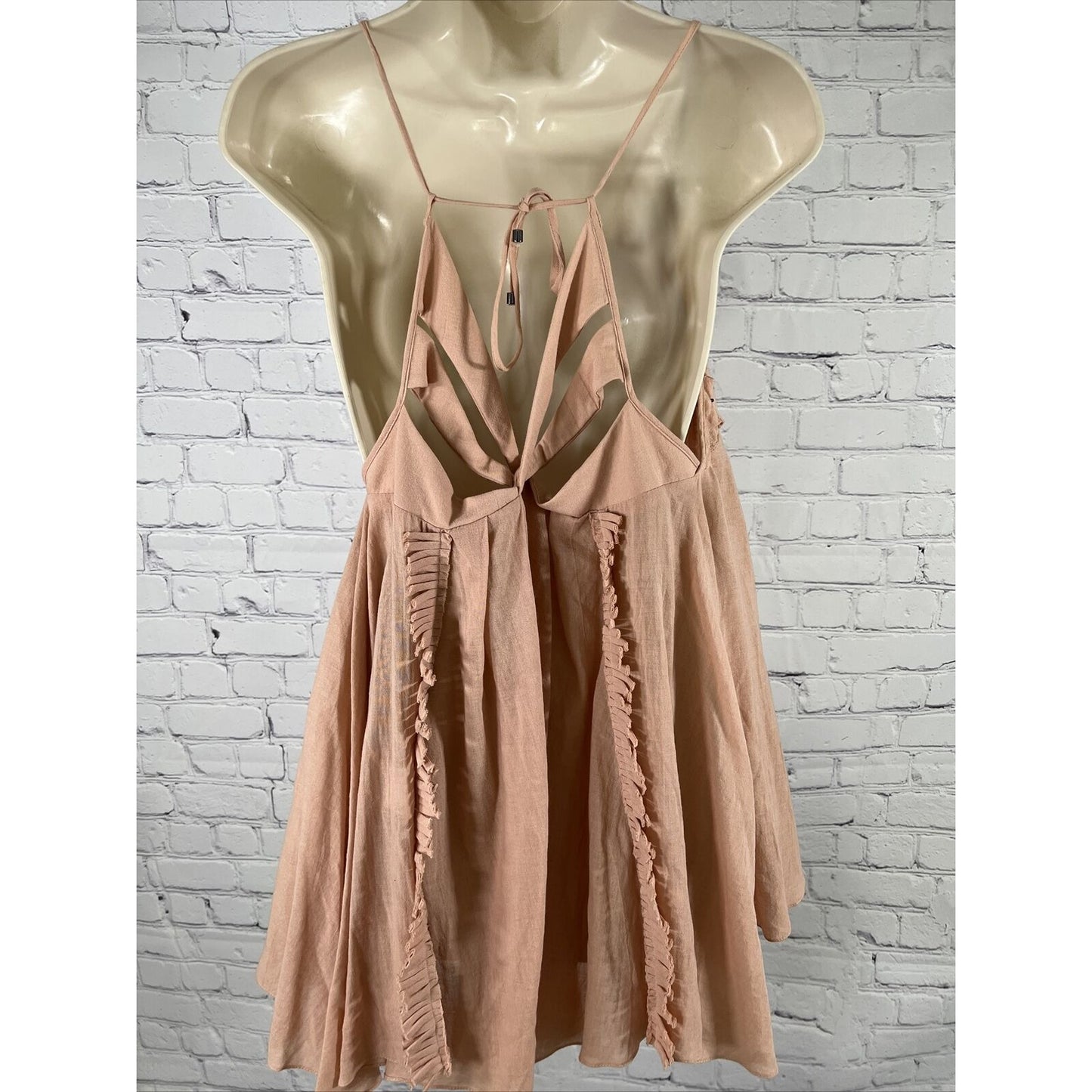 NWT Raia De Goeye Dusty Rose Brazil Made Beaded Flowy Babydoll Dress Size 38