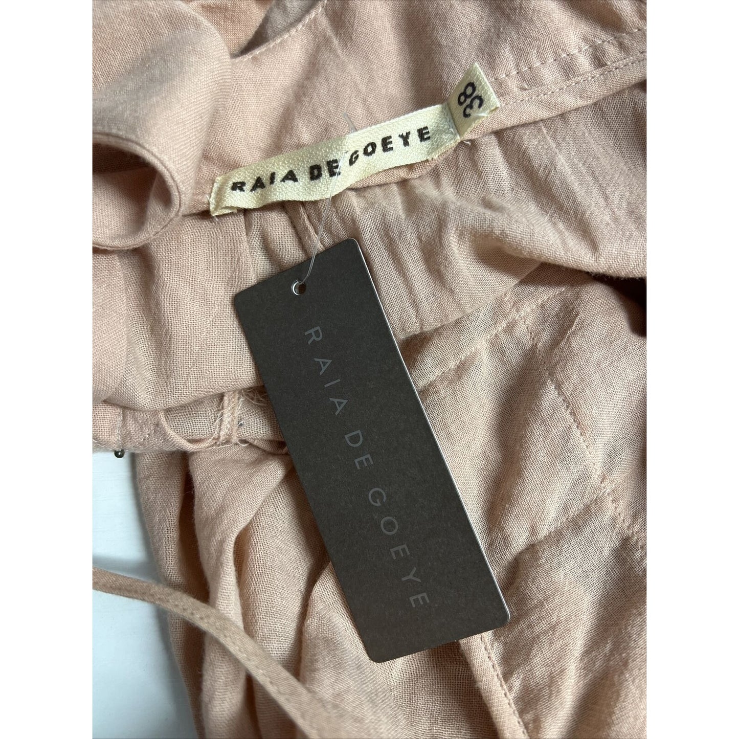 NWT Raia De Goeye Dusty Rose Brazil Made Beaded Flowy Babydoll Dress Size 38