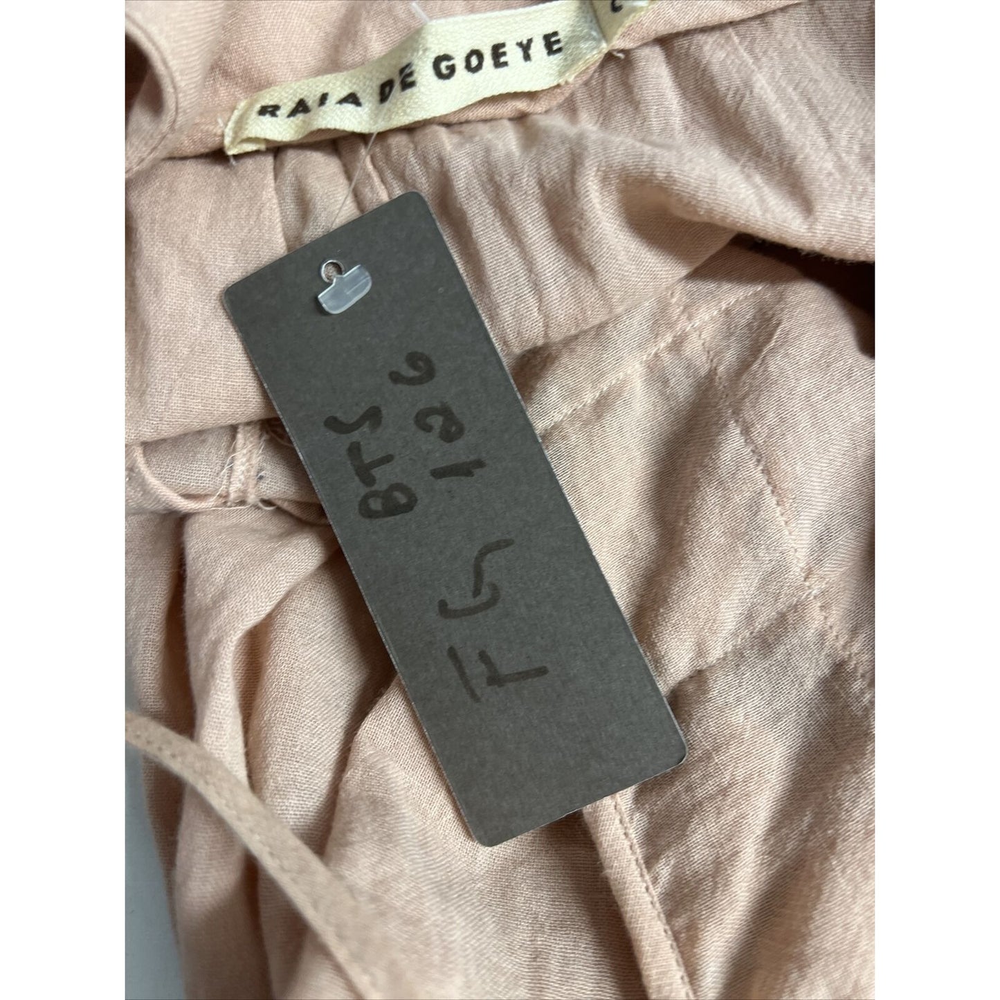 NWT Raia De Goeye Dusty Rose Brazil Made Beaded Flowy Babydoll Dress Size 38