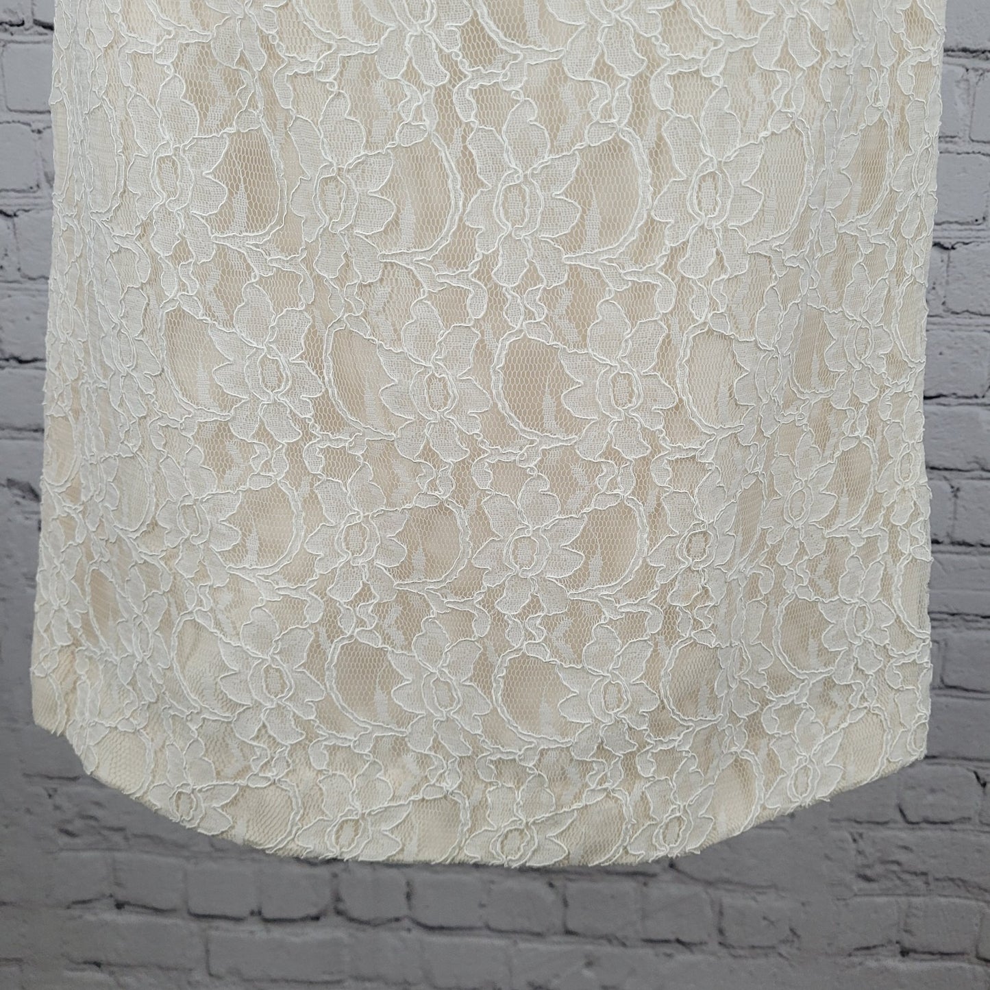 Mori Lee Madeline Gardner Ivory Floral Lace Boned & Padded Bodice Dress Size 8