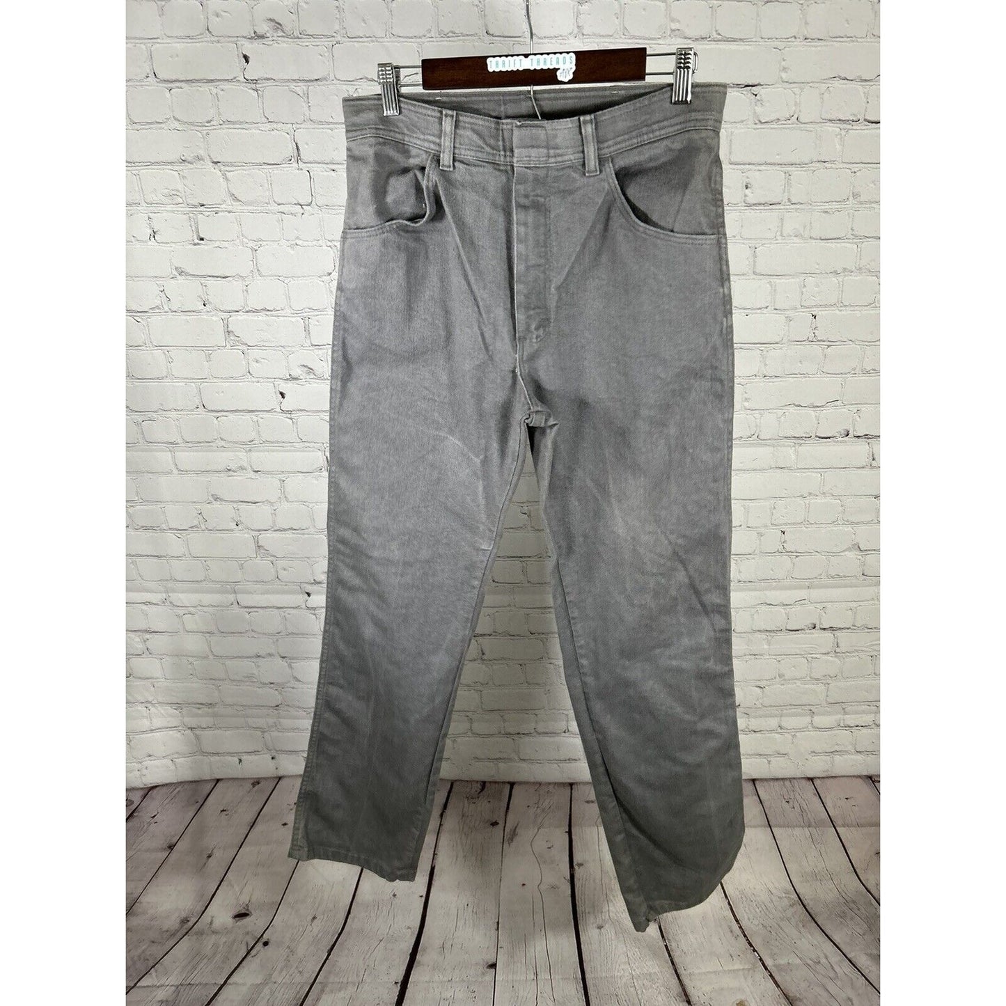 VTG Wrangler Solid Light Wash Gray Denim Cotton Blend Jeans Mens (32 x 32)