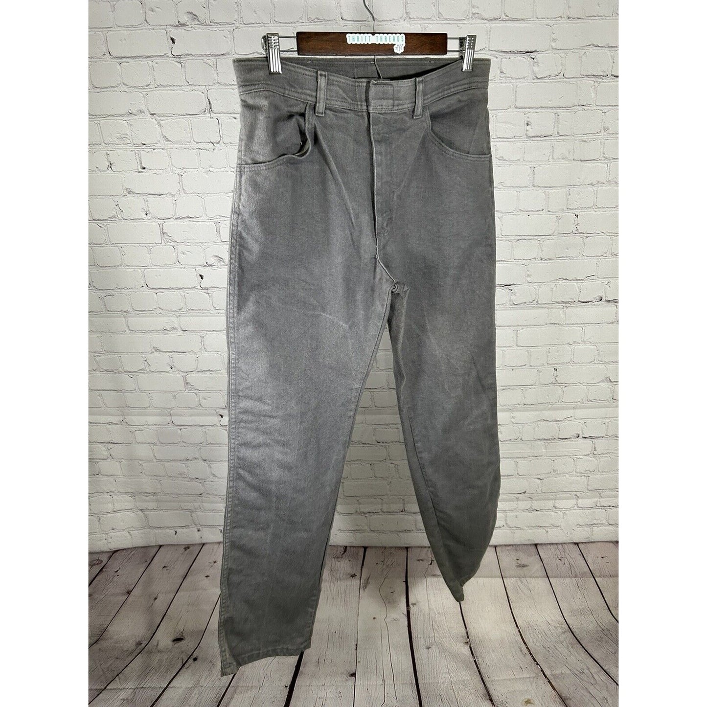 VTG Wrangler Solid Light Wash Gray Denim Cotton Blend Jeans Mens (32 x 32)