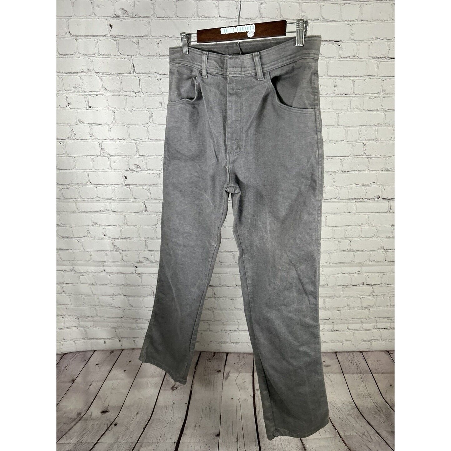 VTG Wrangler Solid Light Wash Gray Denim Cotton Blend Jeans Mens (32 x 32)