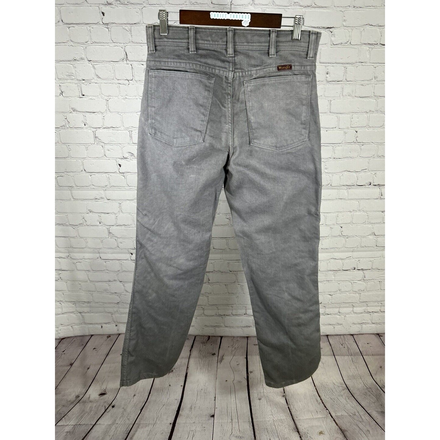 VTG Wrangler Solid Light Wash Gray Denim Cotton Blend Jeans Mens (32 x 32)