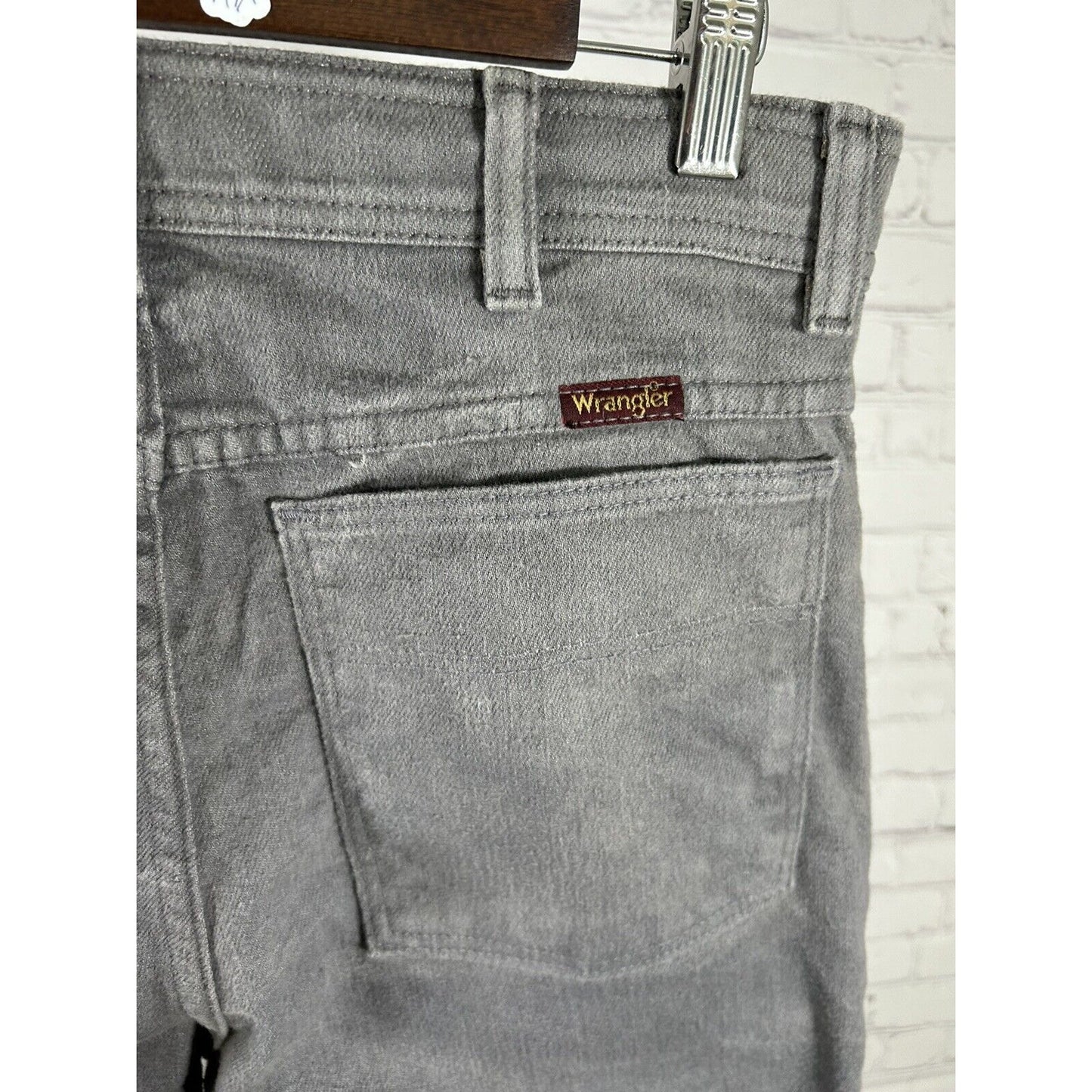 VTG Wrangler Solid Light Wash Gray Denim Cotton Blend Jeans Mens (32 x 32)