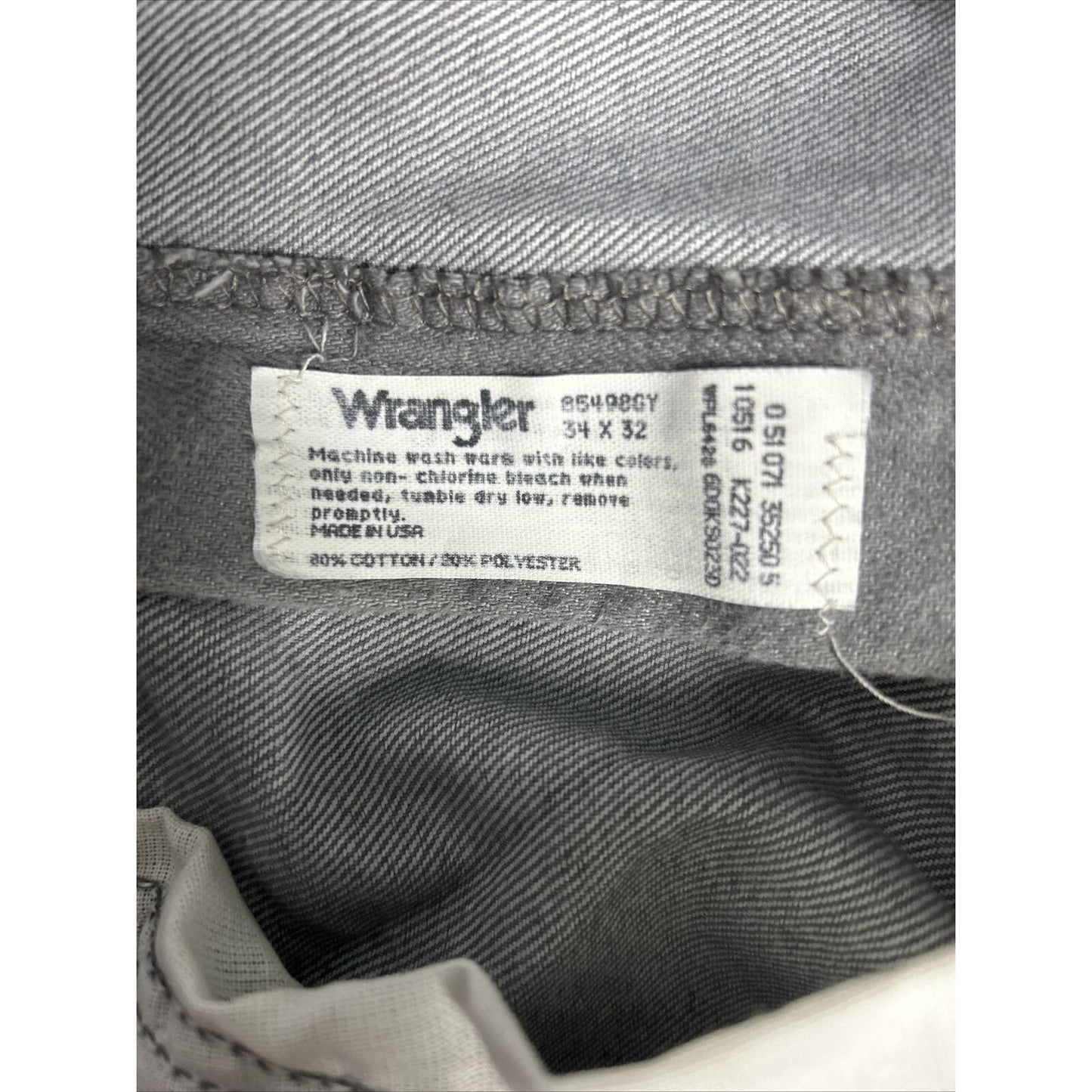 VTG Wrangler Solid Light Wash Gray Denim Cotton Blend Jeans Mens (32 x 32)