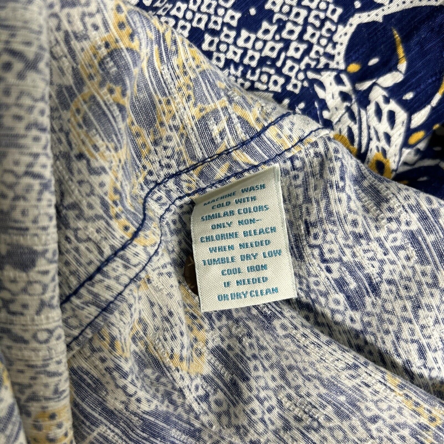 Caribbean 100% Pure Silk Button Up Short Sleeve Blue Yellow Hawaiian Shirt XL