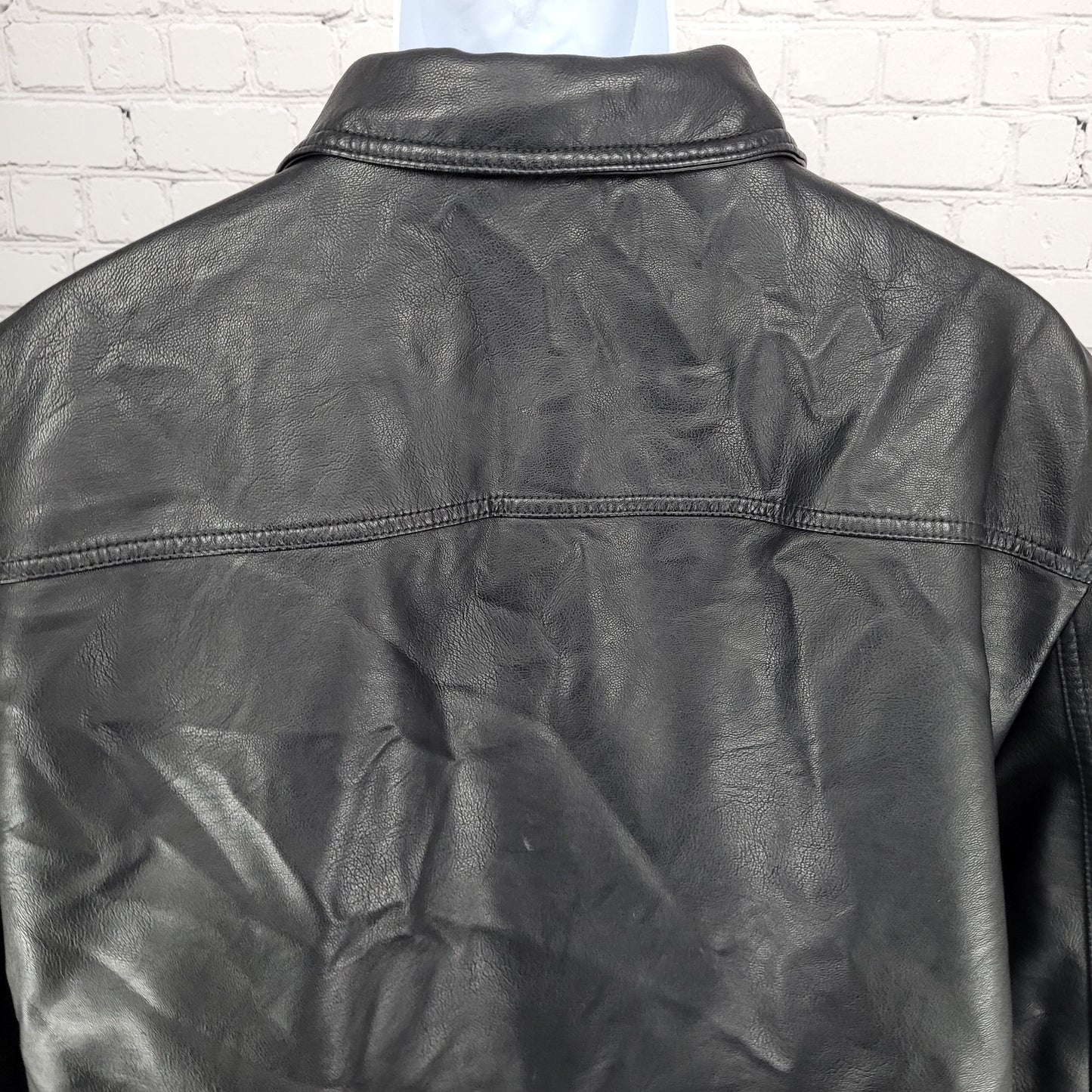 Levi Strauss Black Faux Leather Full Zip Pockets Biker Motorcycle Jacket XXL