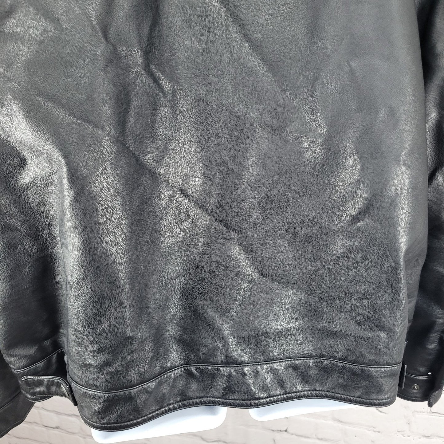 Levi Strauss Black Faux Leather Full Zip Pockets Biker Motorcycle Jacket XXL
