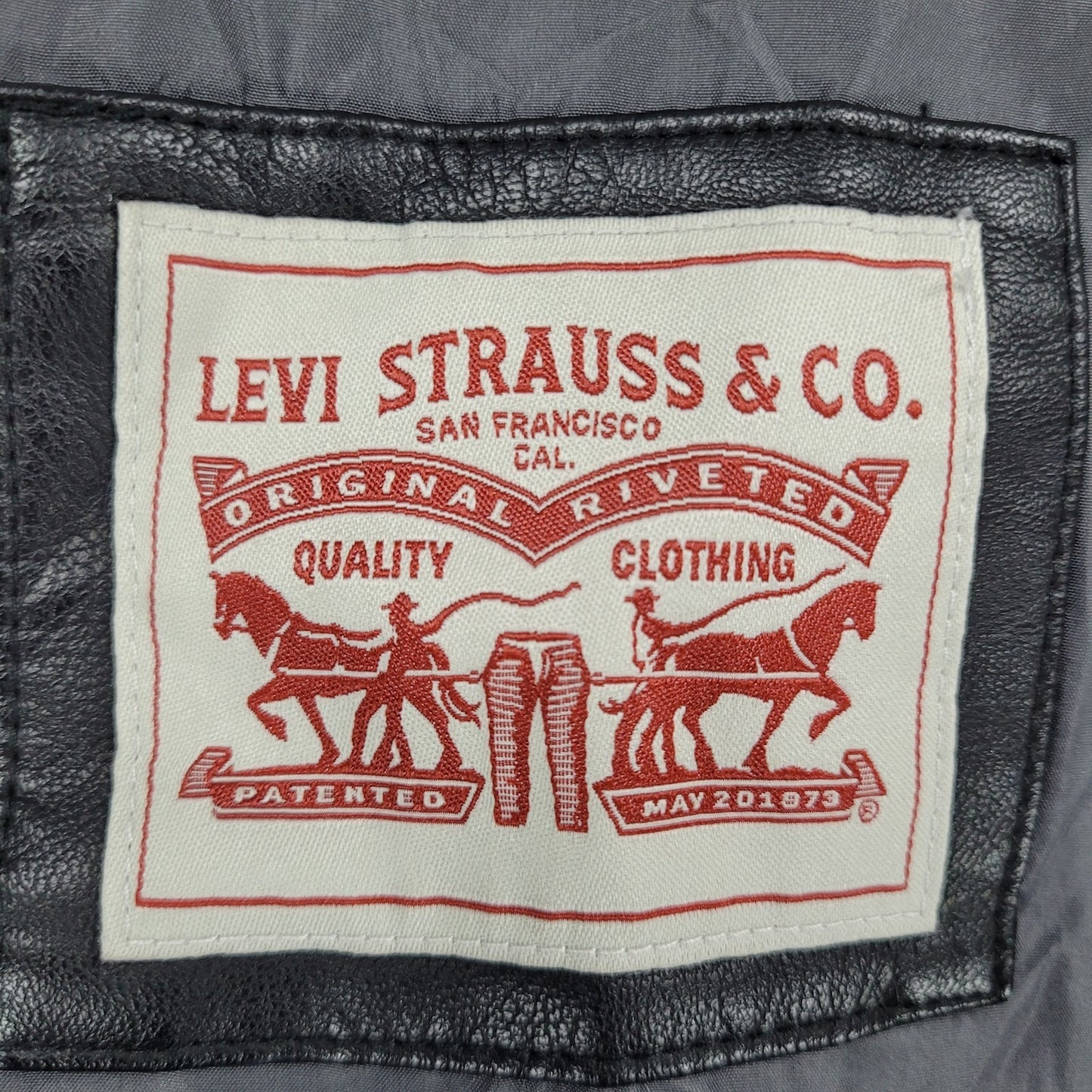 Levi Strauss Black Faux Leather Full Zip Pockets Biker Motorcycle Jacket XXL