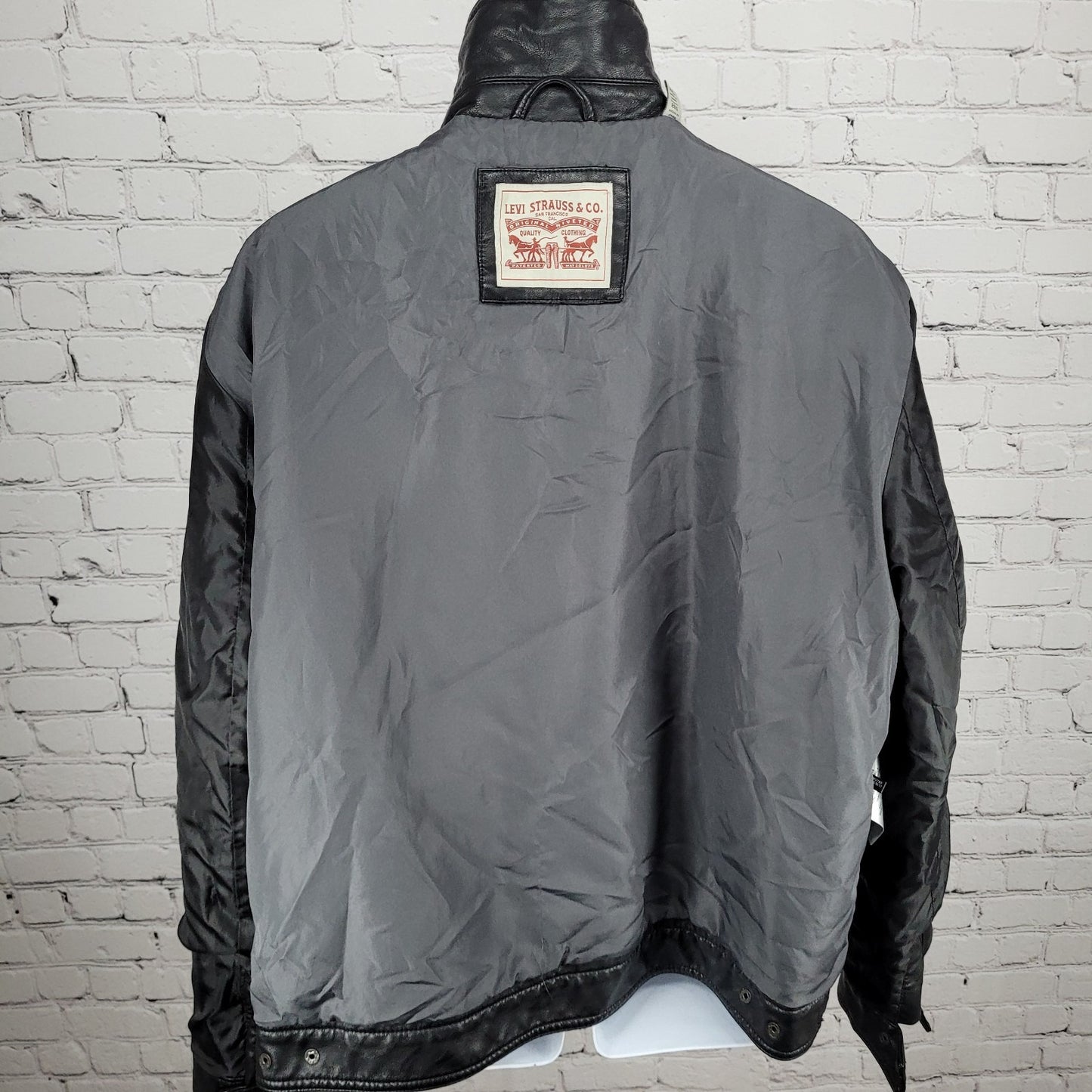 Levi Strauss Black Faux Leather Full Zip Pockets Biker Motorcycle Jacket XXL