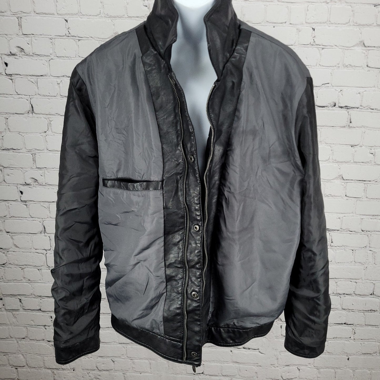 Levi Strauss Black Faux Leather Full Zip Pockets Biker Motorcycle Jacket XXL