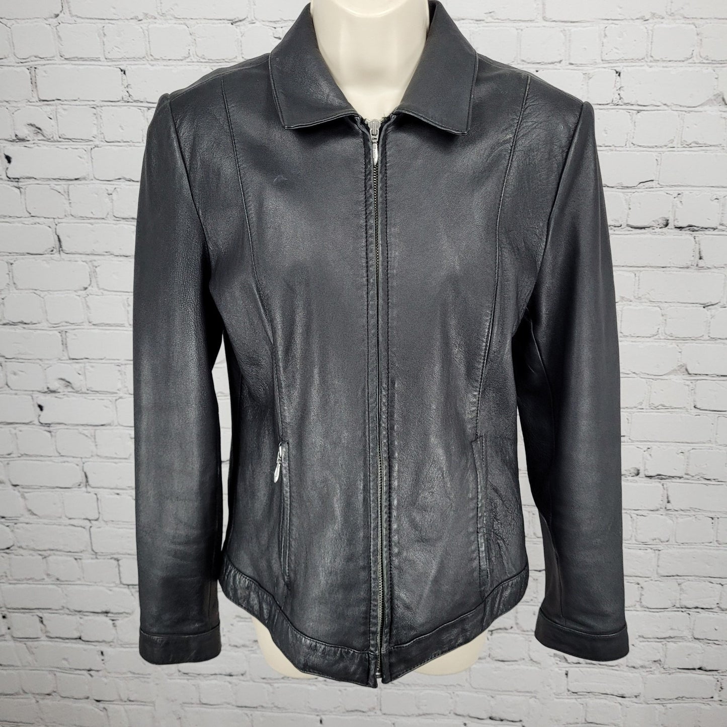 VTG Wilsons Genuine Leather Maxima Black Full Zip Thinsulate Jacket Medium M
