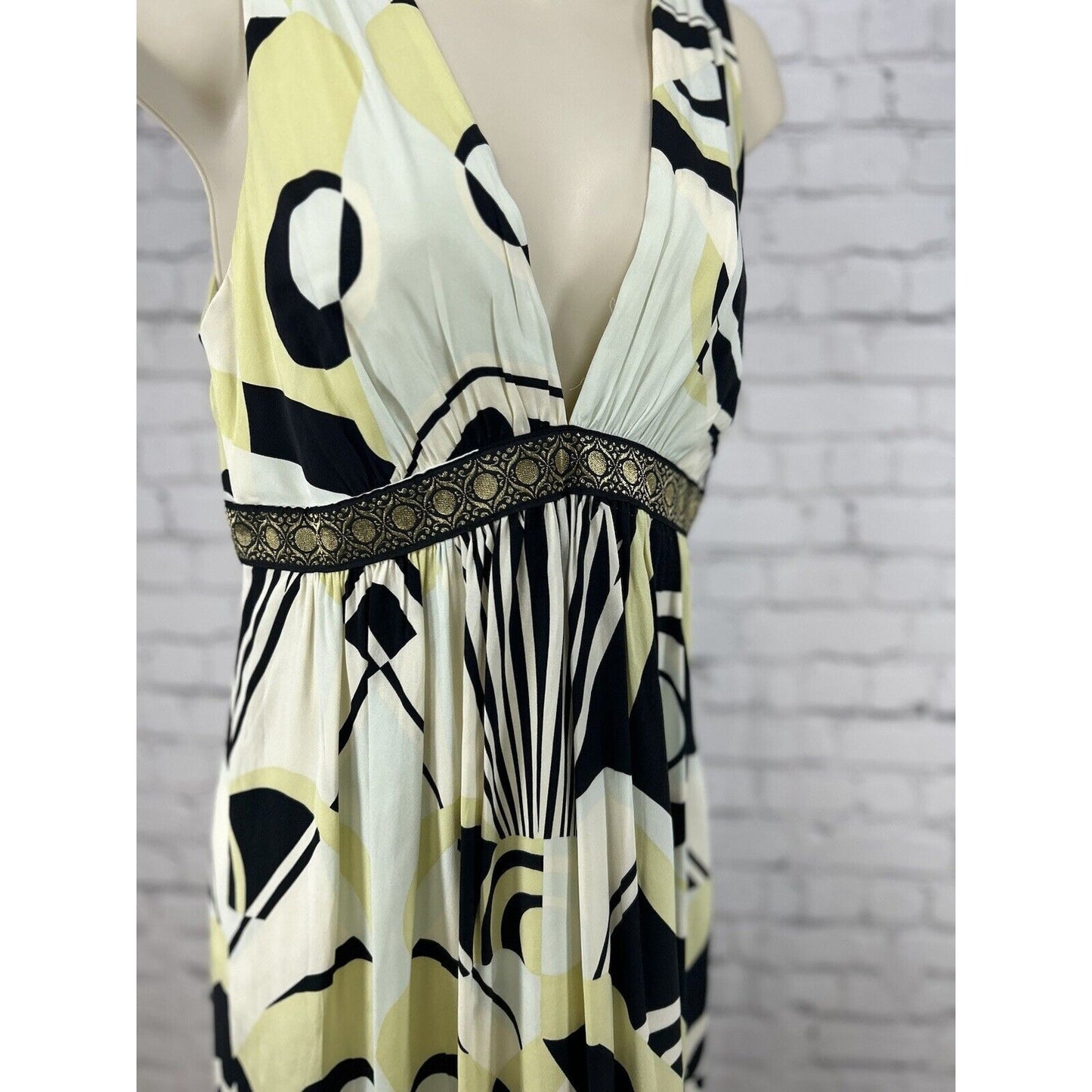 VTG Nicole Miller Multicolor Silk Babydoll Shift Midi Art Deco Dress Size 6