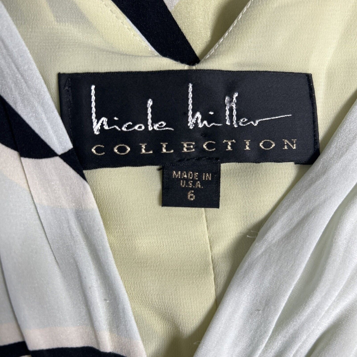 VTG Nicole Miller Multicolor Silk Babydoll Shift Midi Art Deco Dress Size 6