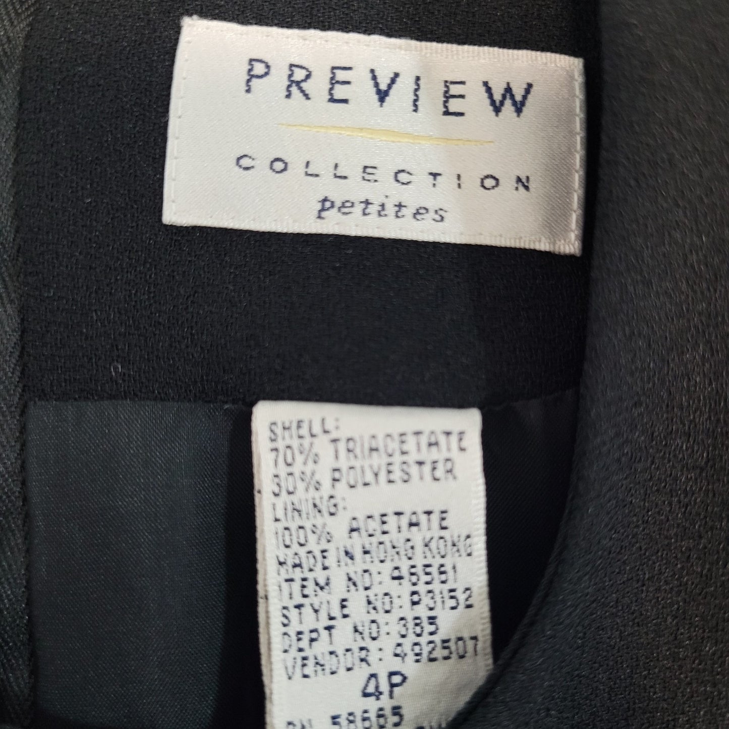 Preview Collection Black Short Sleeve Zip Lined Back Slit Sheath Dress Size 4P