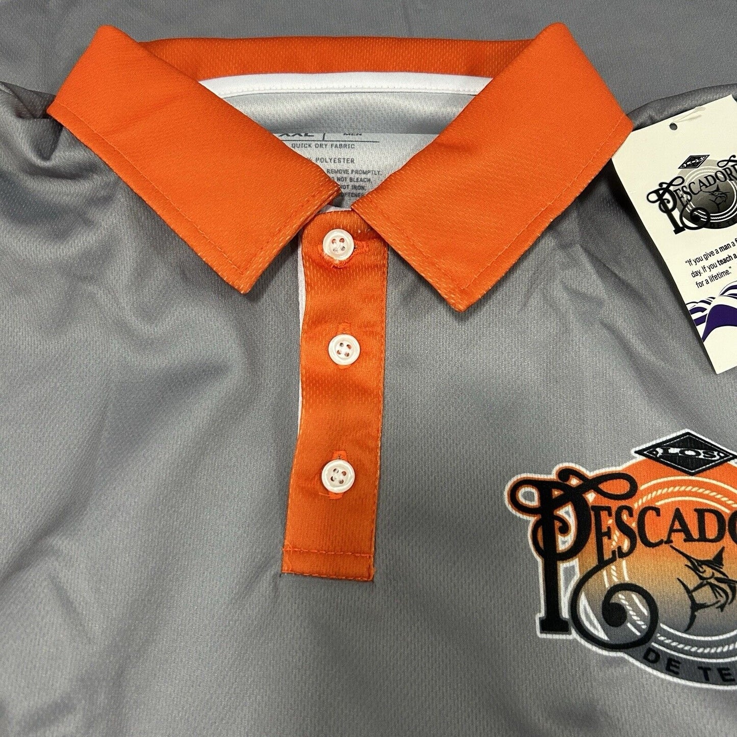 NWT Los Pescador De Tejas Gray Quarter Button Collared Polo Men’s Size XXL