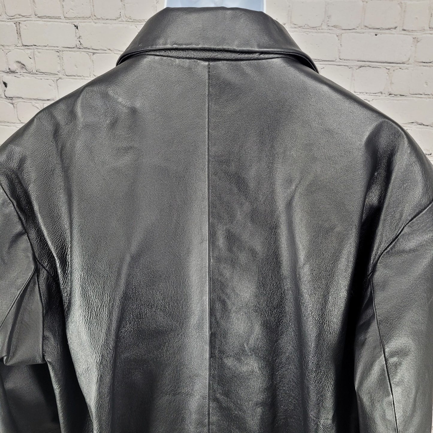 Excelled Black Genuine Leather Buttoned Notch Blazer Jacket Size 2XLT