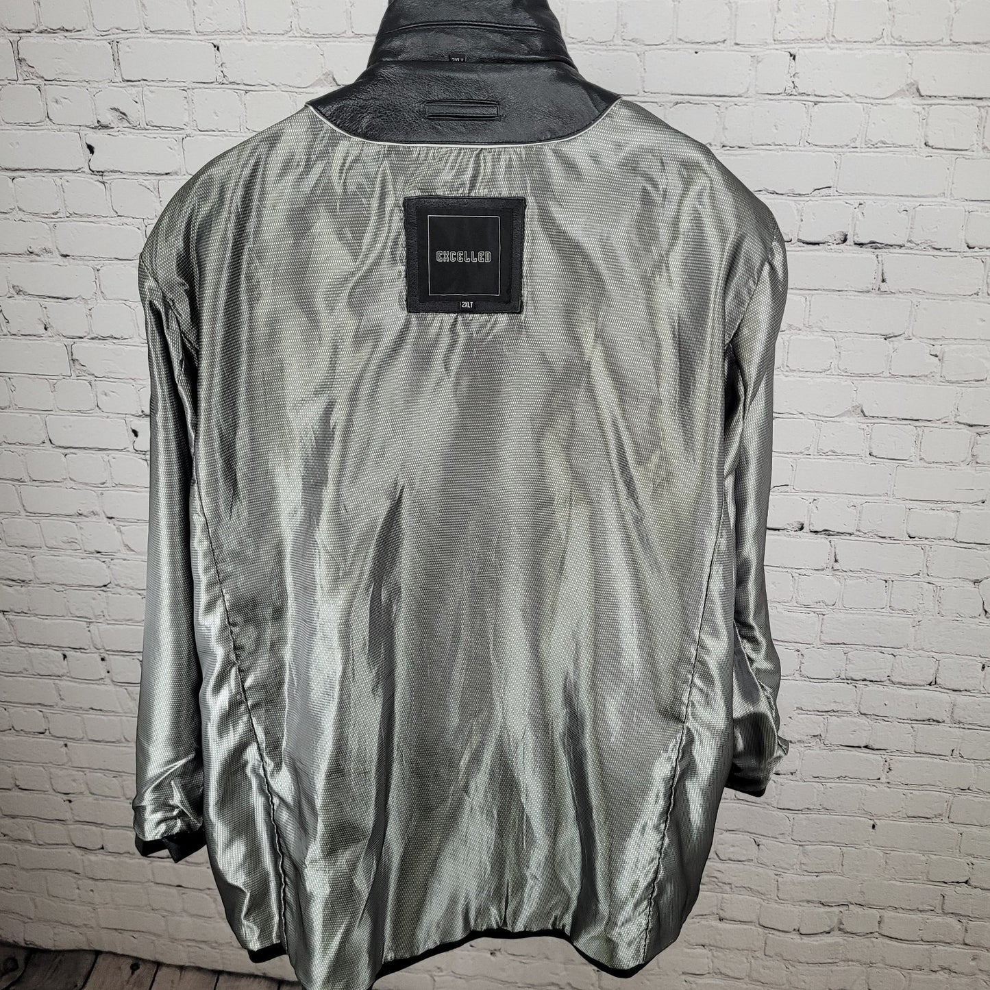 Excelled Black Genuine Leather Buttoned Notch Blazer Jacket Size 2XLT