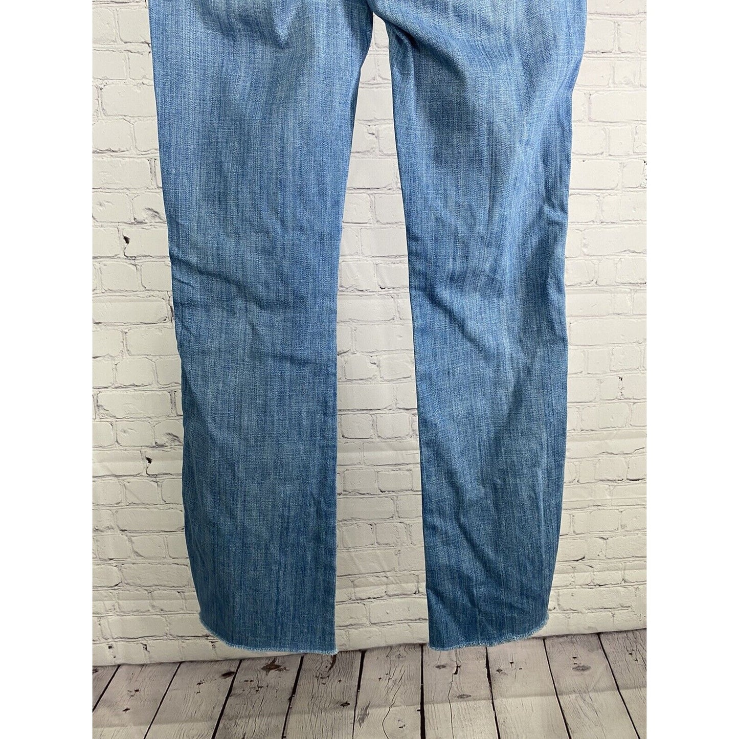 7 For All Mankind Light Wash Denim "A" Pocket Flared Raw Hem Jeans 28 (30x31.5)