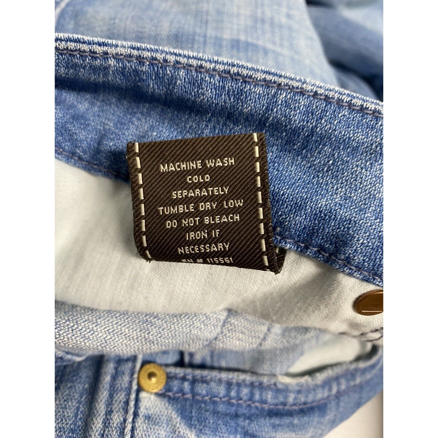 7 For All Mankind Light Wash Denim "A" Pocket Flared Raw Hem Jeans 28 (30x31.5)