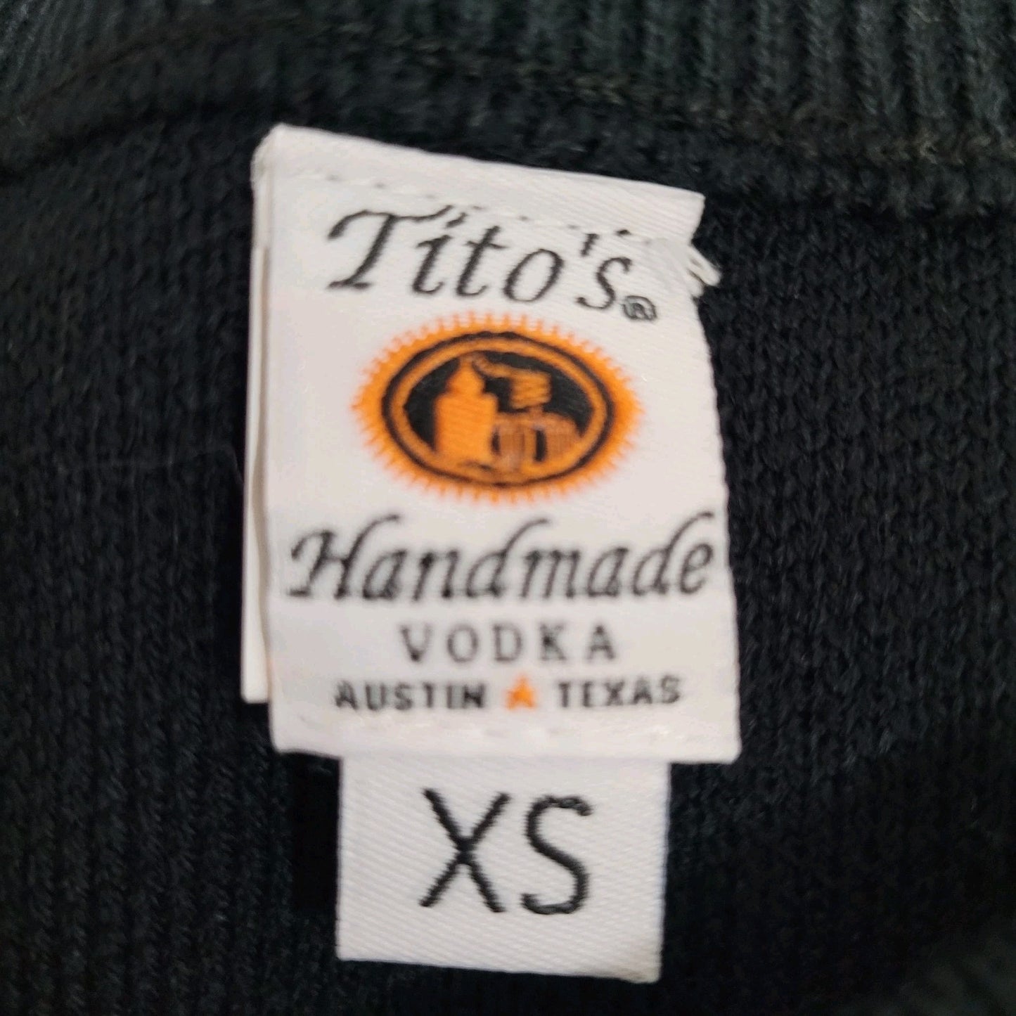 Tito's Handmade Vodka Austin Texas Black & Orange Pullover Sweater Size XS