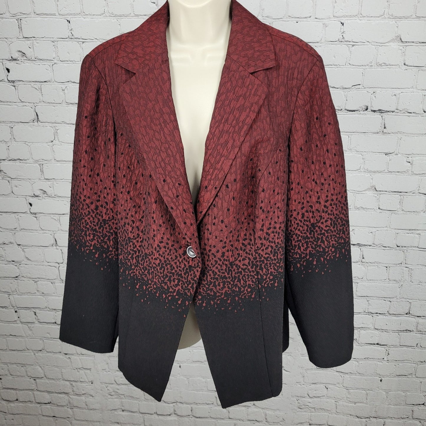 Coldwater Creek Red Black Leopard Blazer Suit Jacket Size 1X (16W-18W)