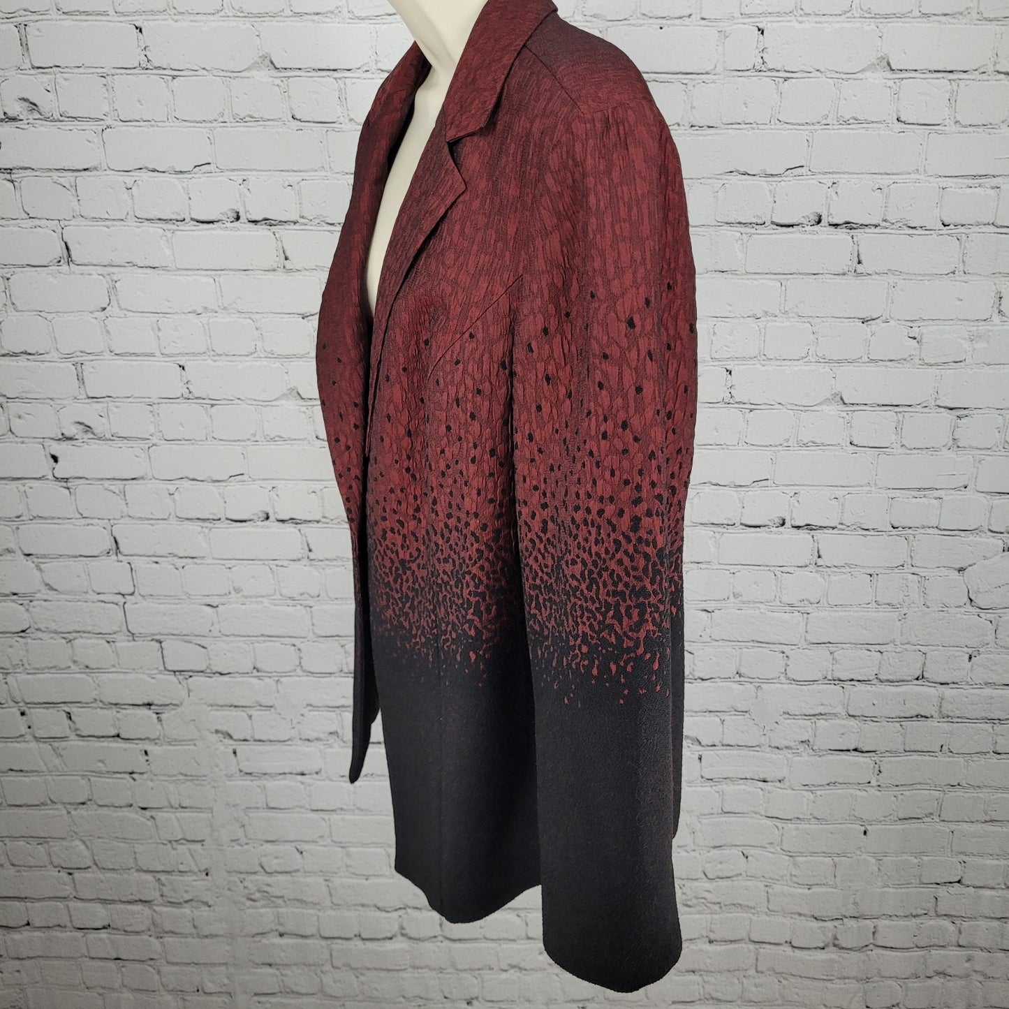Coldwater Creek Red Black Leopard Blazer Suit Jacket Size 1X (16W-18W)