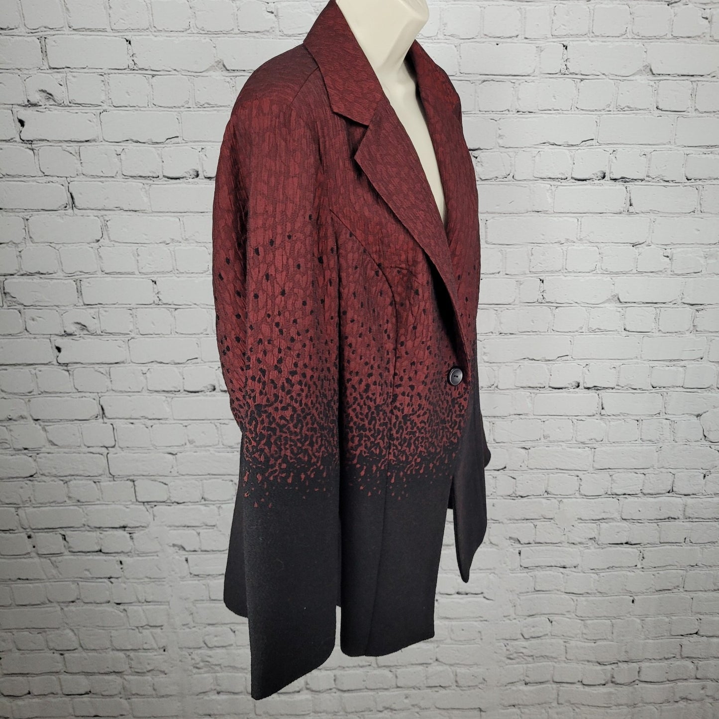 Coldwater Creek Red Black Leopard Blazer Suit Jacket Size 1X (16W-18W)