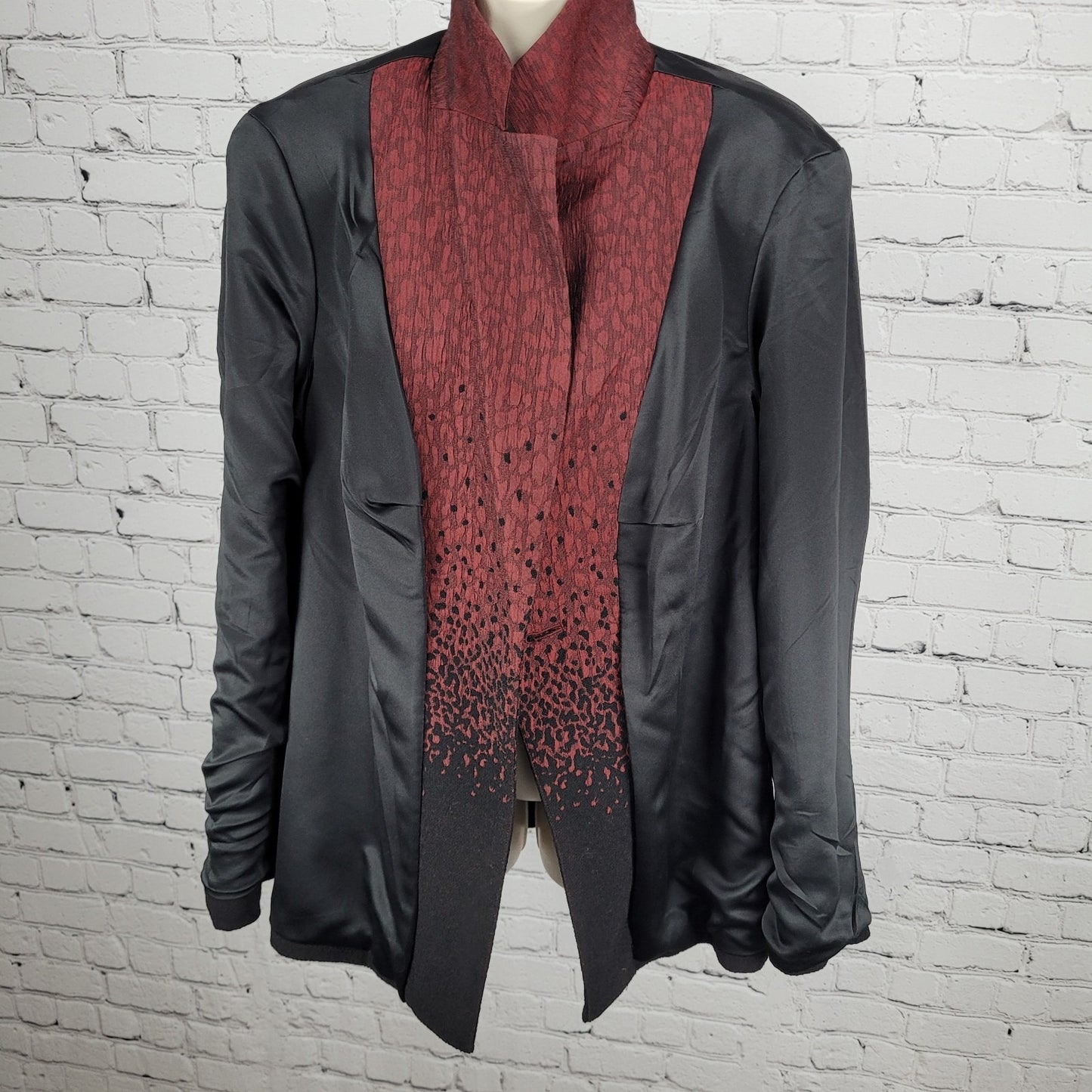 Coldwater Creek Red Black Leopard Blazer Suit Jacket Size 1X (16W-18W)