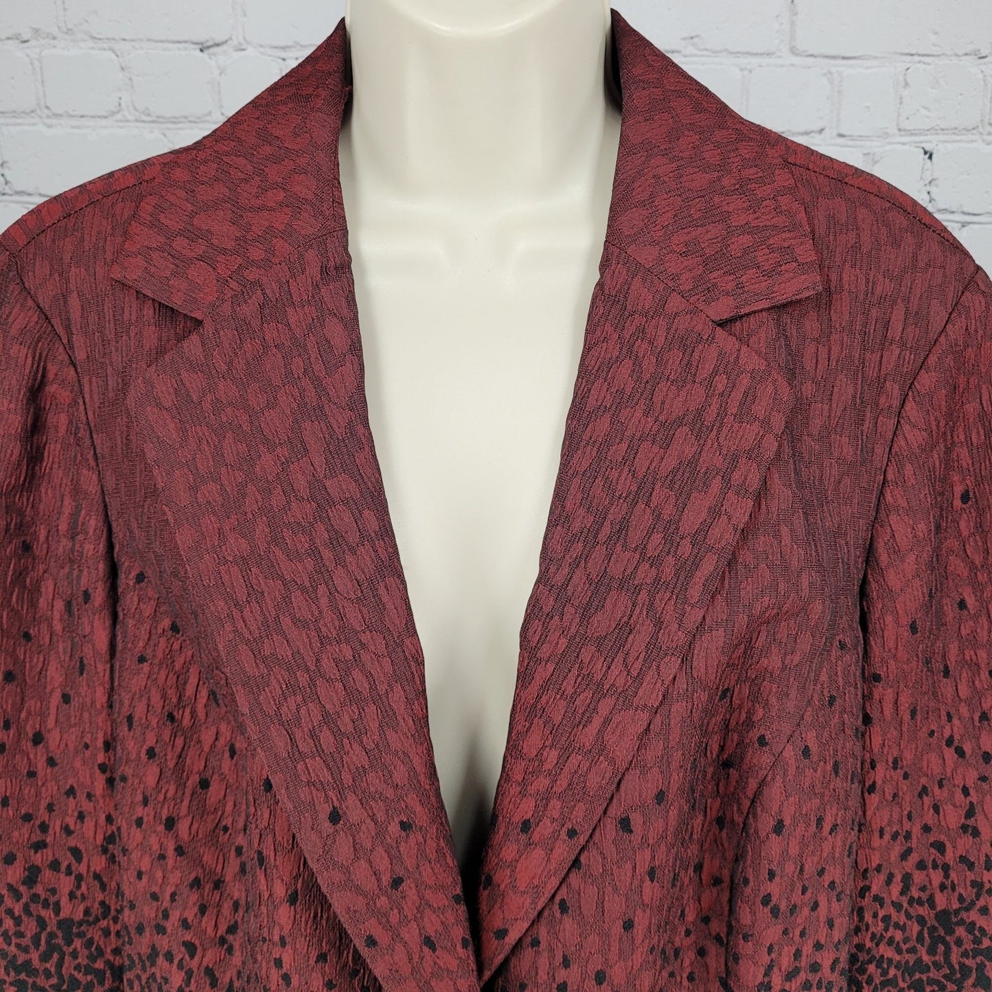 Coldwater Creek Red Black Leopard Blazer Suit Jacket Size 1X (16W-18W)
