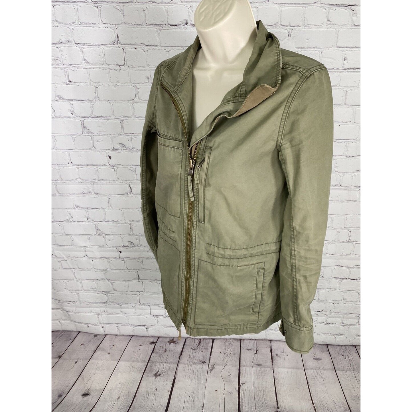Madewell Fleet Utility Jacket Military Army Green Cotton Full Zip Up Size XS
