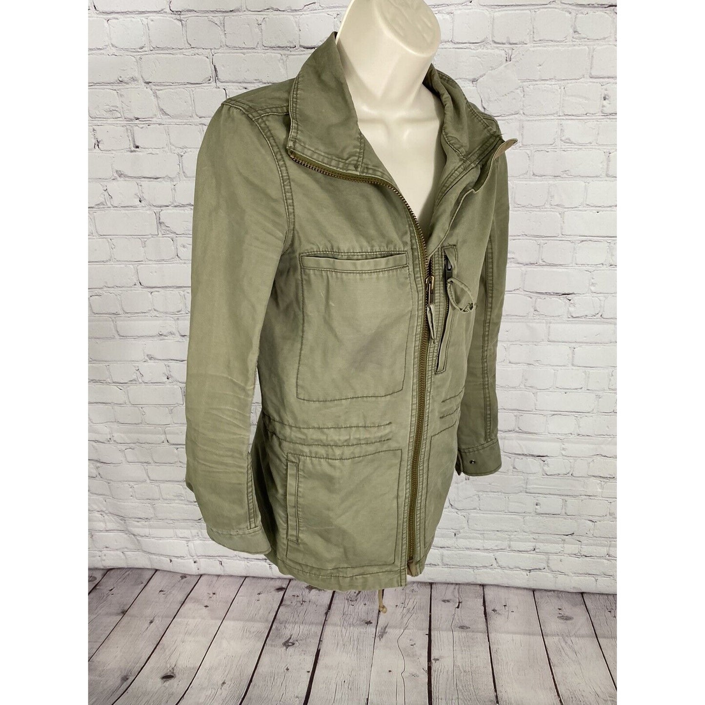 Madewell Fleet Utility Jacket Military Army Green Cotton Full Zip Up Size XS