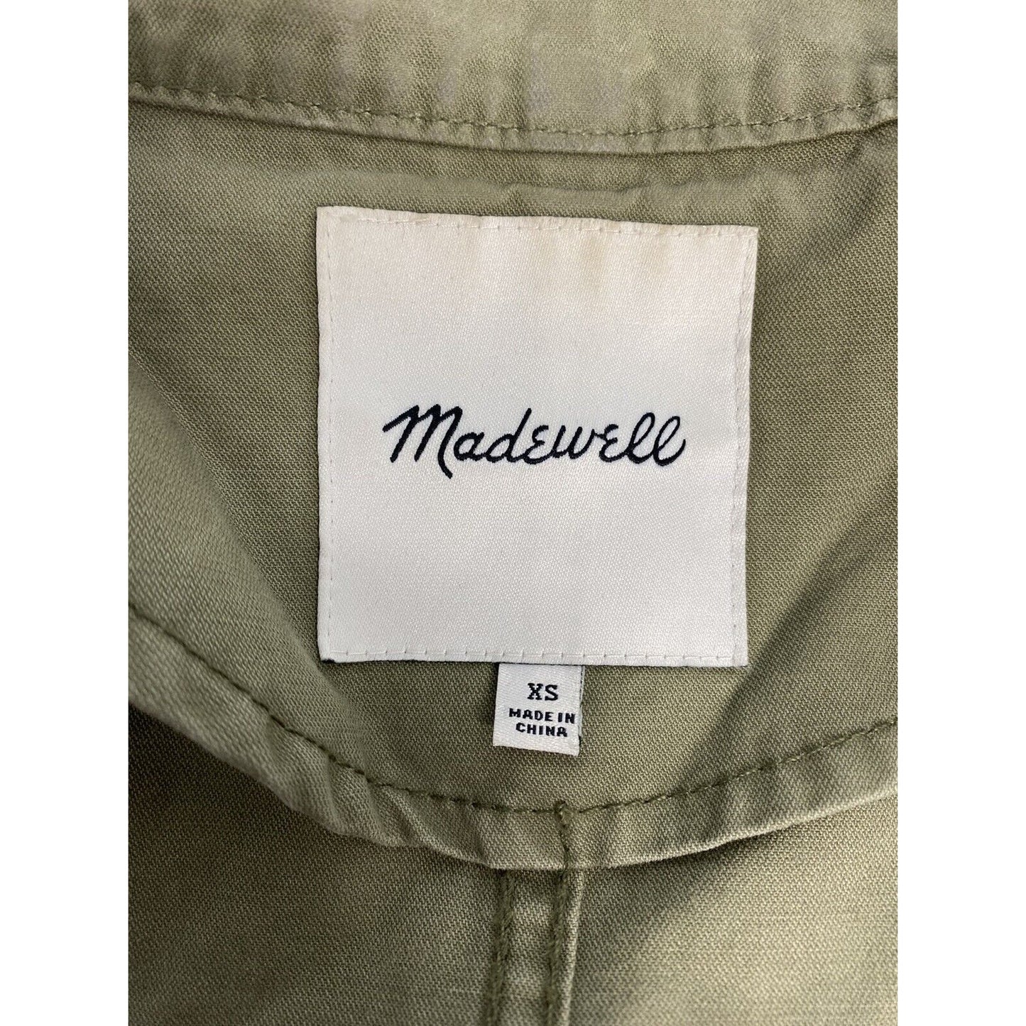 Madewell Fleet Utility Jacket Military Army Green Cotton Full Zip Up Size XS