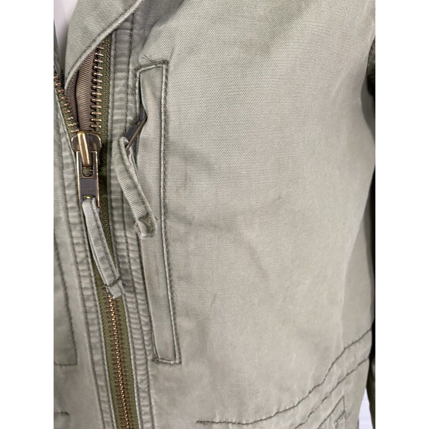 Madewell Fleet Utility Jacket Military Army Green Cotton Full Zip Up Size XS