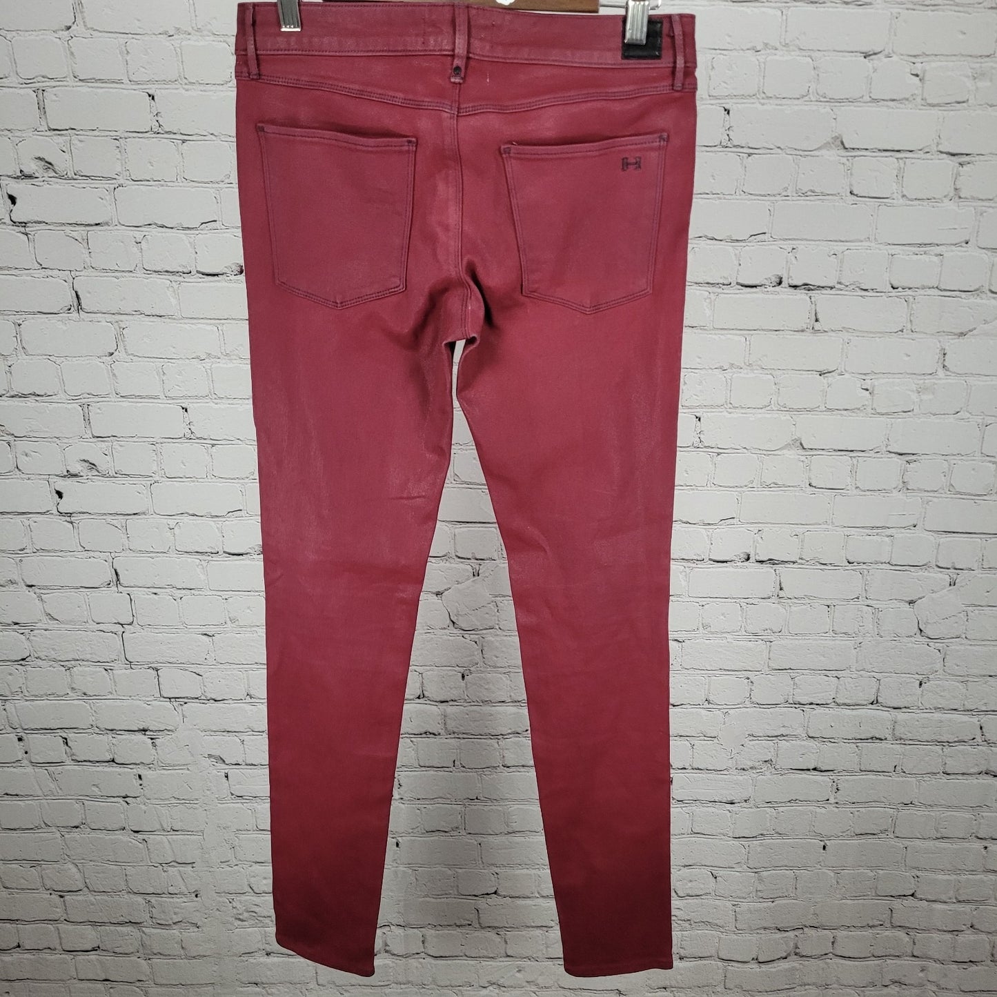 Habitual Red Sangria Alice Waxed Low Rise Skinny Slim Jeans Pants 27 (27x32)
