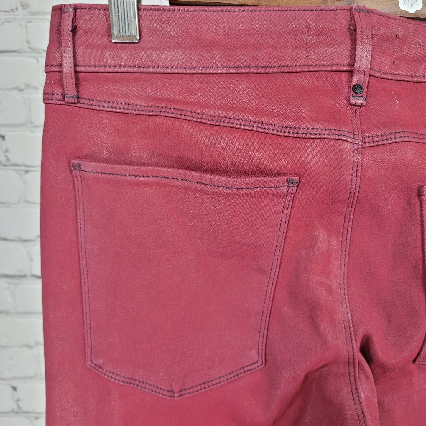 Habitual Red Sangria Alice Waxed Low Rise Skinny Slim Jeans Pants 27 (27x32)