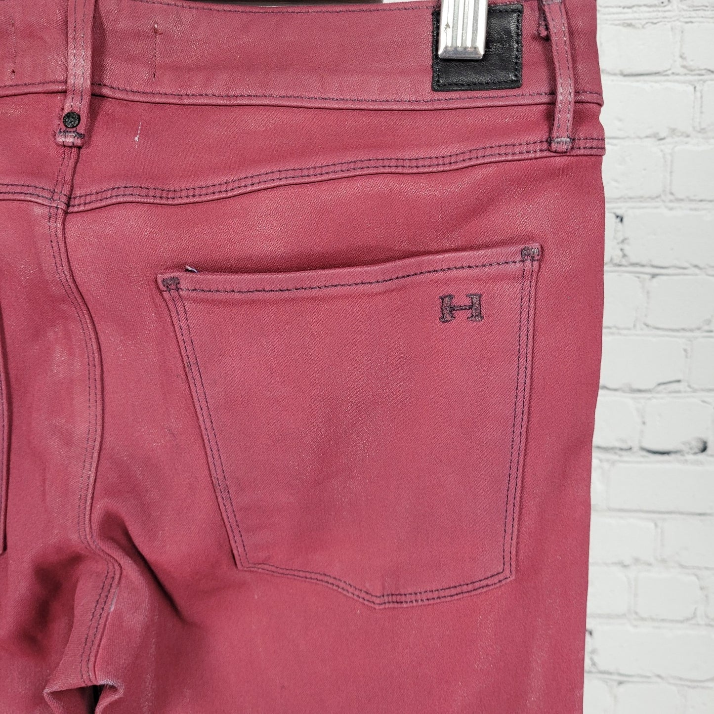 Habitual Red Sangria Alice Waxed Low Rise Skinny Slim Jeans Pants 27 (27x32)